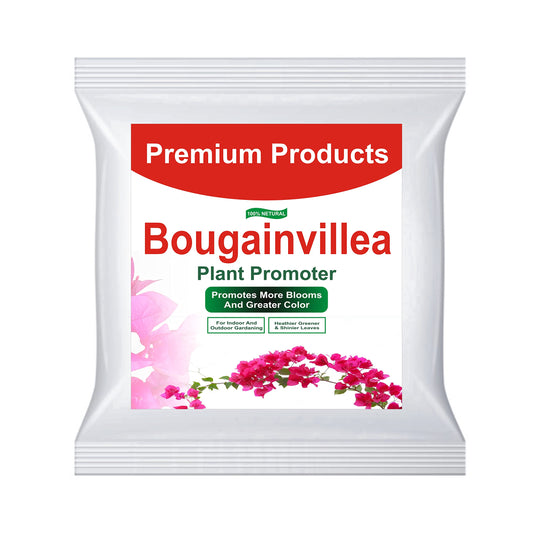 Bougainvillea plant Fertilizer packaging with red and white design on a white background