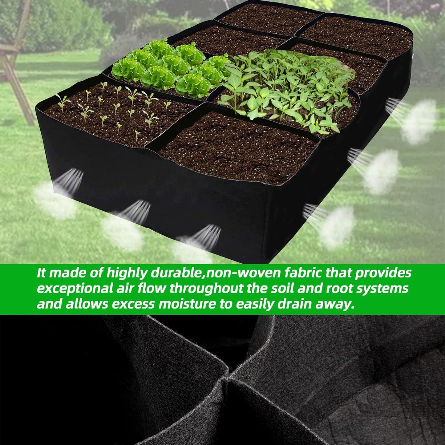Kiari (8 Grid) Grow Bag – Green (imported)