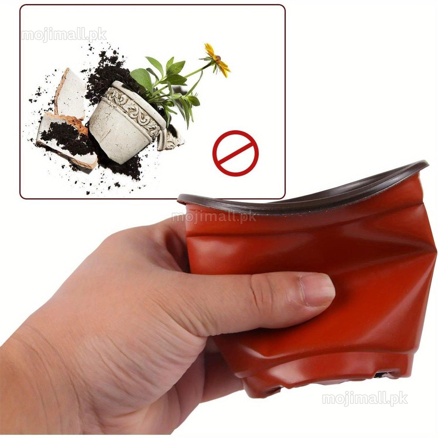 Pack of 5 Pots Flexible - Red (6 inch) Plastic Moji Mall Pakistan