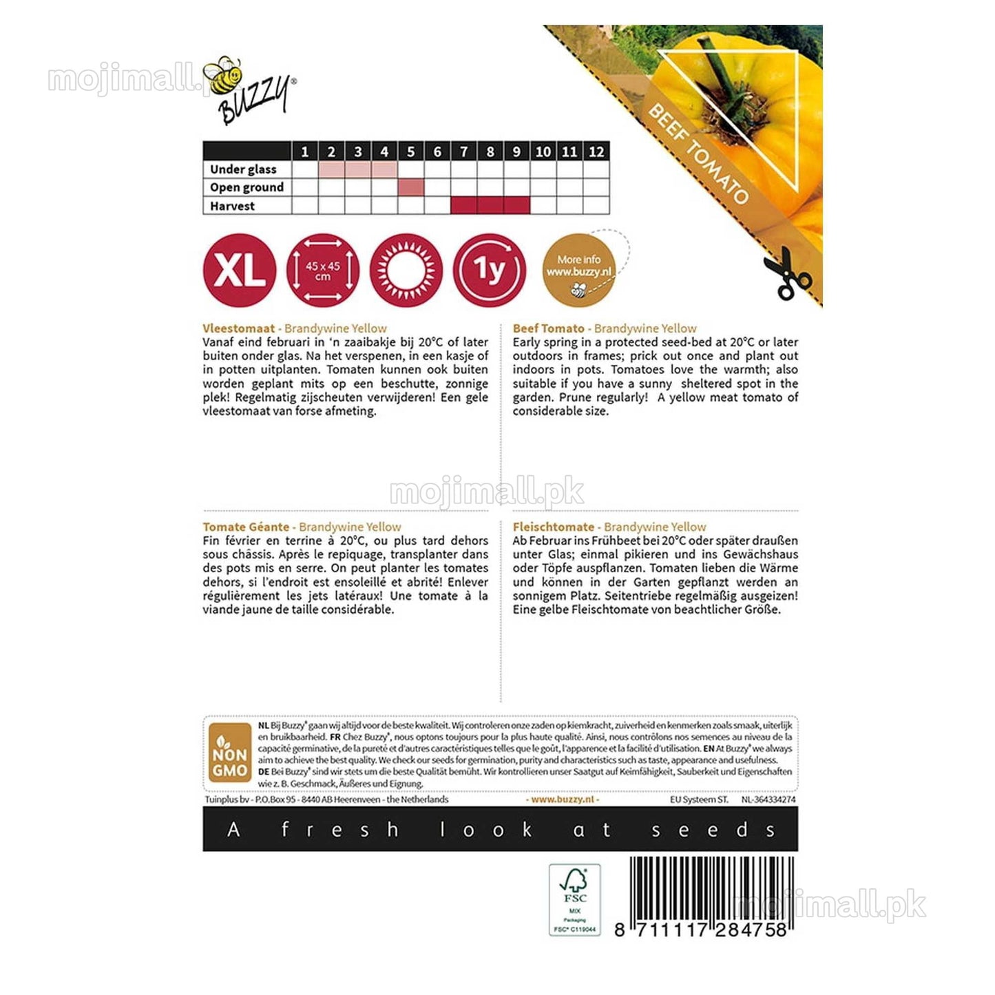 Pomodori Brandywine Yellow – Buzzy Seeds (Imported - Limited Stock)-Moji Mall Pakistan