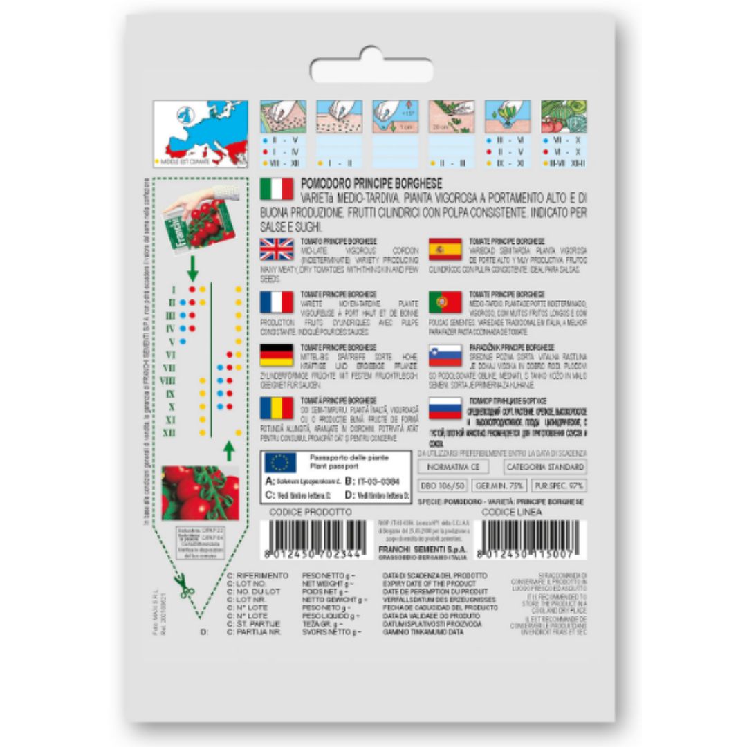 Vine Tomato (Pomodoro Principe Borghese) – Seeds (Limited- imported pack)