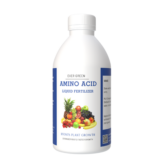 Bottle of Ever Green Amino Acid Liquid Fertilizer on a white background