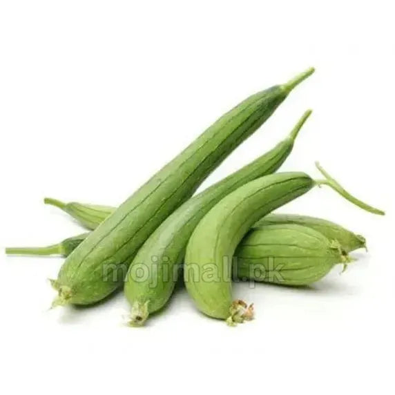 Green sponge gourd vegetables on a white background