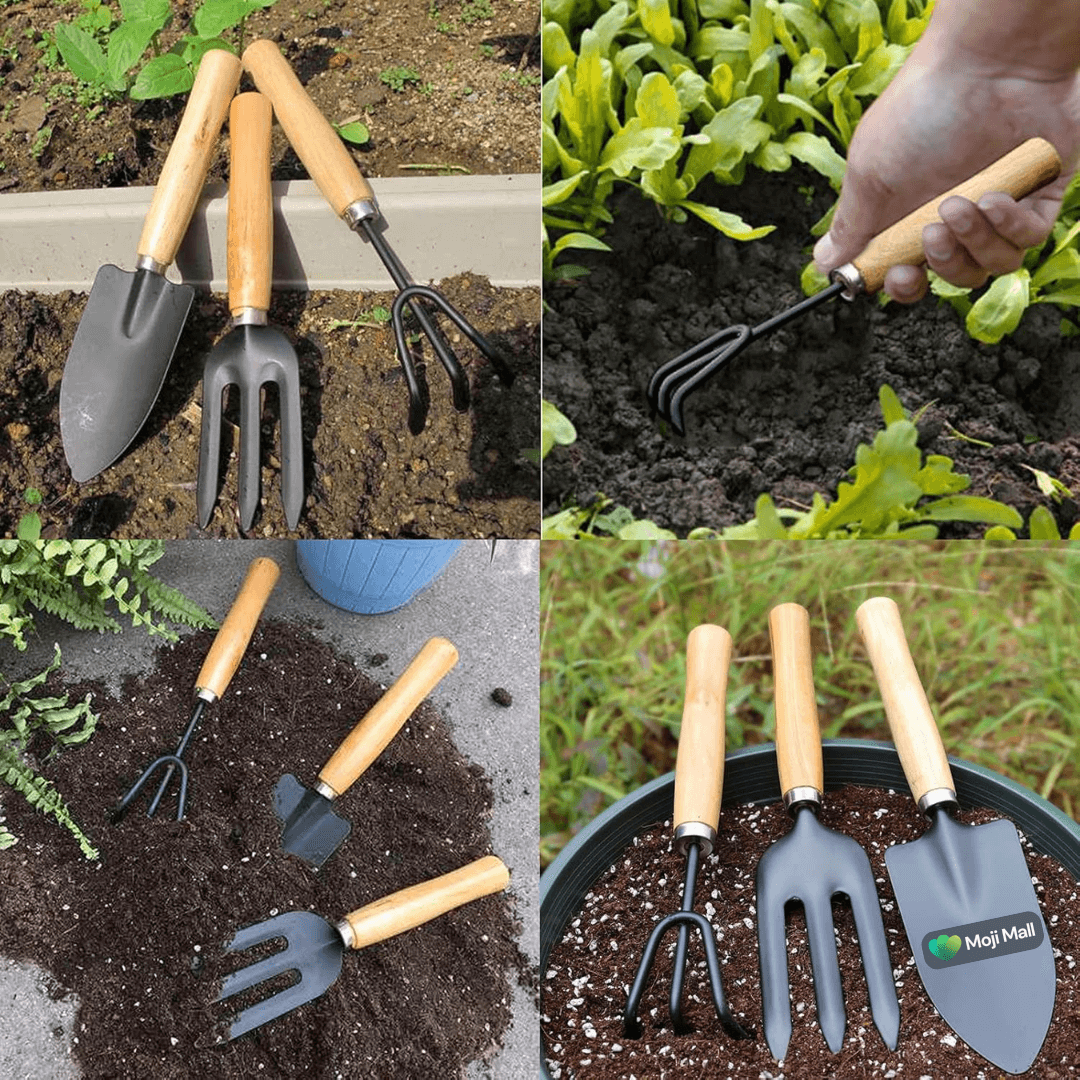 Shovels Set - Wooden Handle - Pack of 3