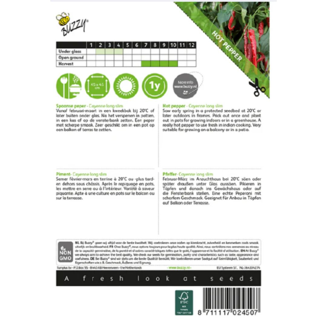 Cayenne Pepper Buzzy – Seeds (Imported - Limited Stock)