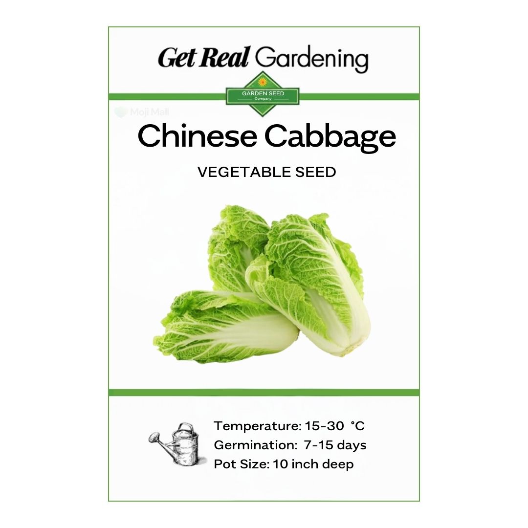 Chinese cabbage seed packet with product image and gardening information.