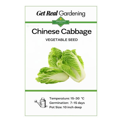 Chinese cabbage seed packet with product image and gardening information.
