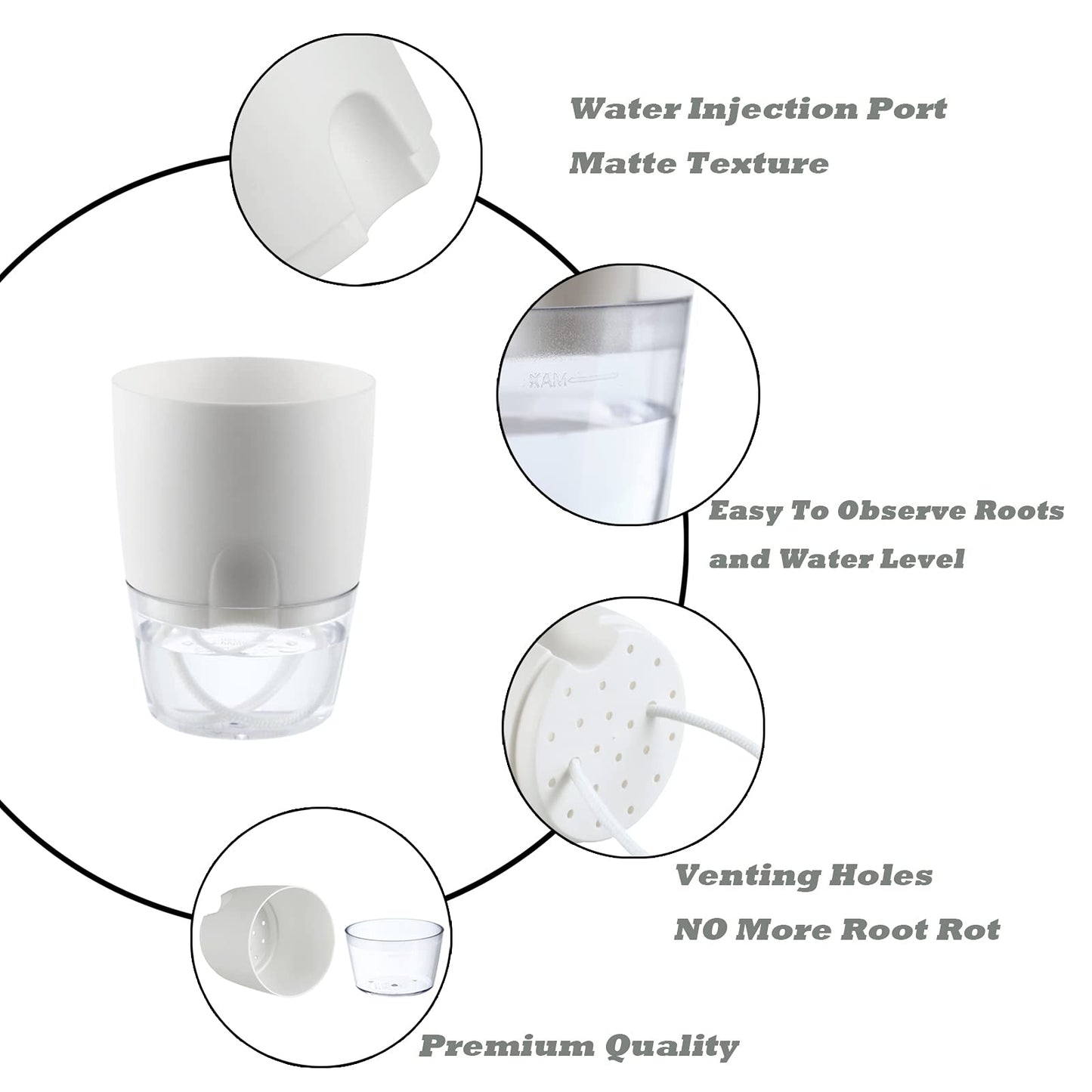 Self Watering Pots – White