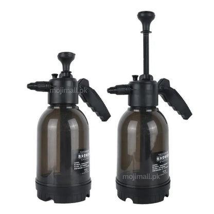 Black 2-litre pressure sprayer featuring a manual pump and adjustable nozzle for gardening and plant care in Pakistan by Moji Mall.