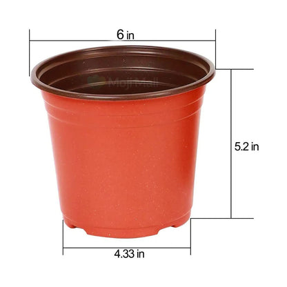 Pack of 5 Pots Flexible - Red (6 inch) Plastic