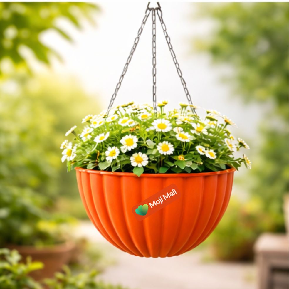 Pack of 4 Hanging Basket (With Chains) Flower Design