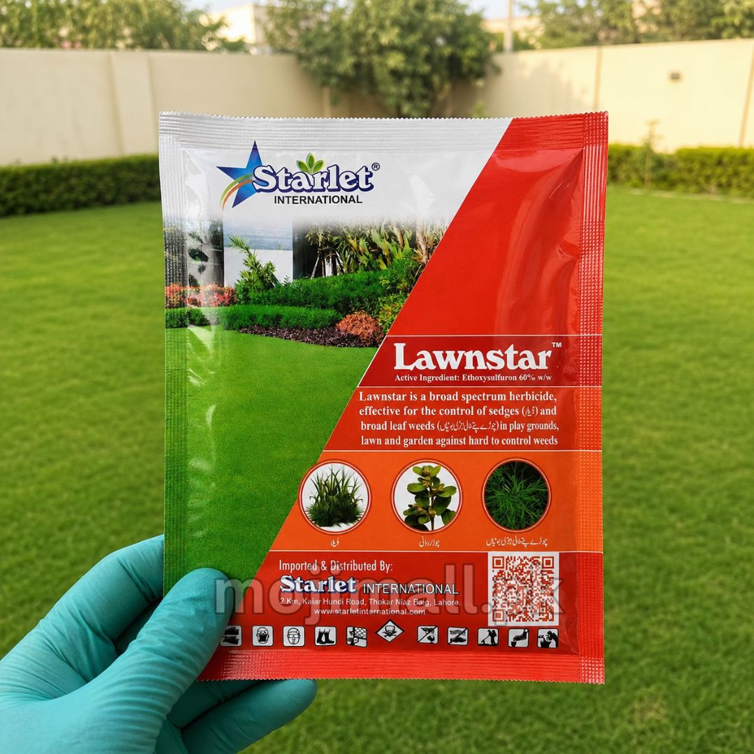 Lawnstar weed killer for managing difficult sedges and broadleaf weeds in lawns and garden areas in Pakistan by Moji Mall.