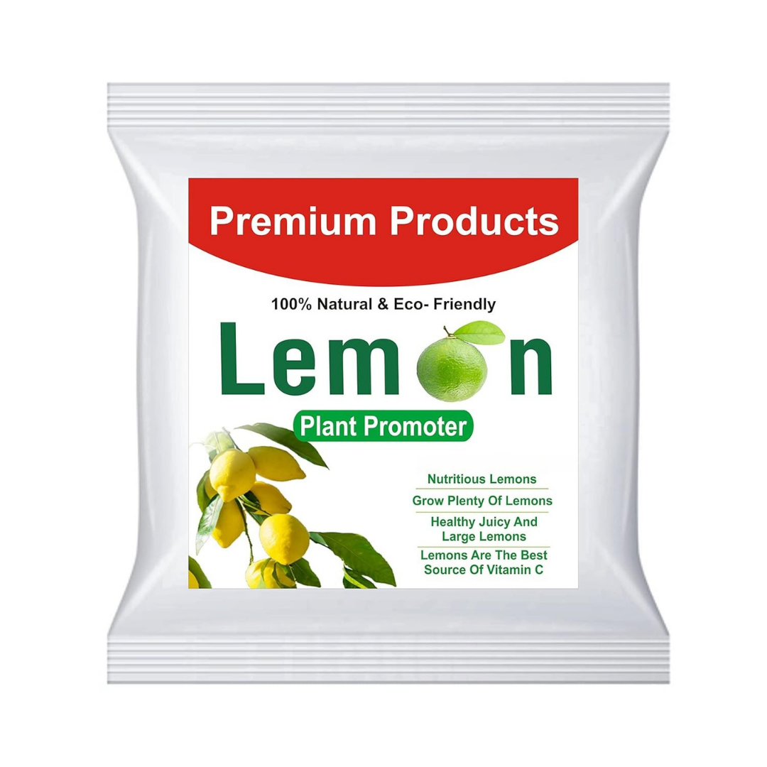 Lemon plant promoter package with lemon graphics and text on a white background