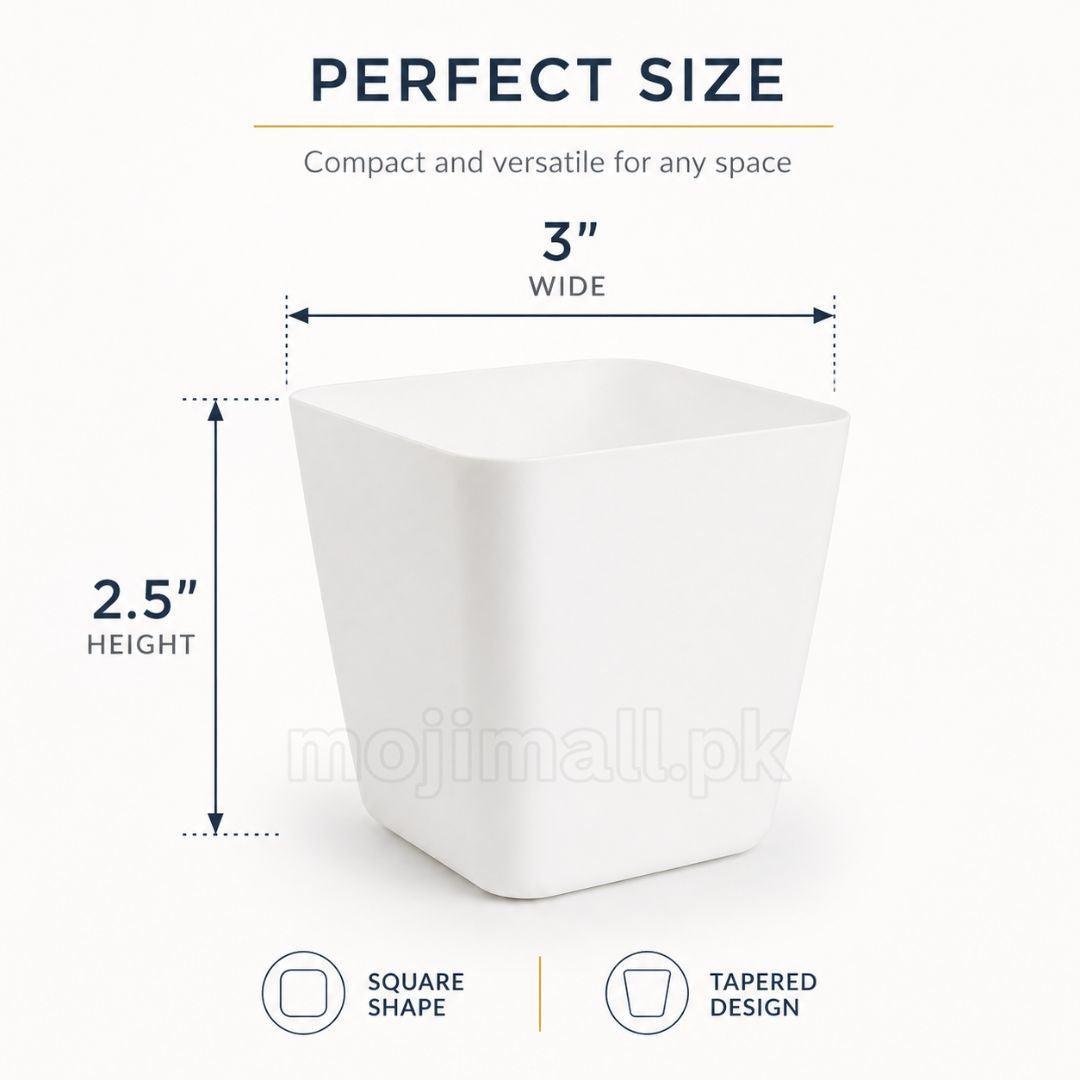 Plastic Pots Square 3 inch – White