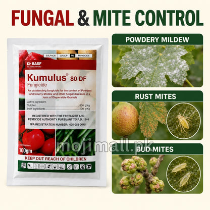 Kumulus fungicide containing 80% sulphur in dispersible granule form for fungal disease control in Pakistan by Moji Mall.