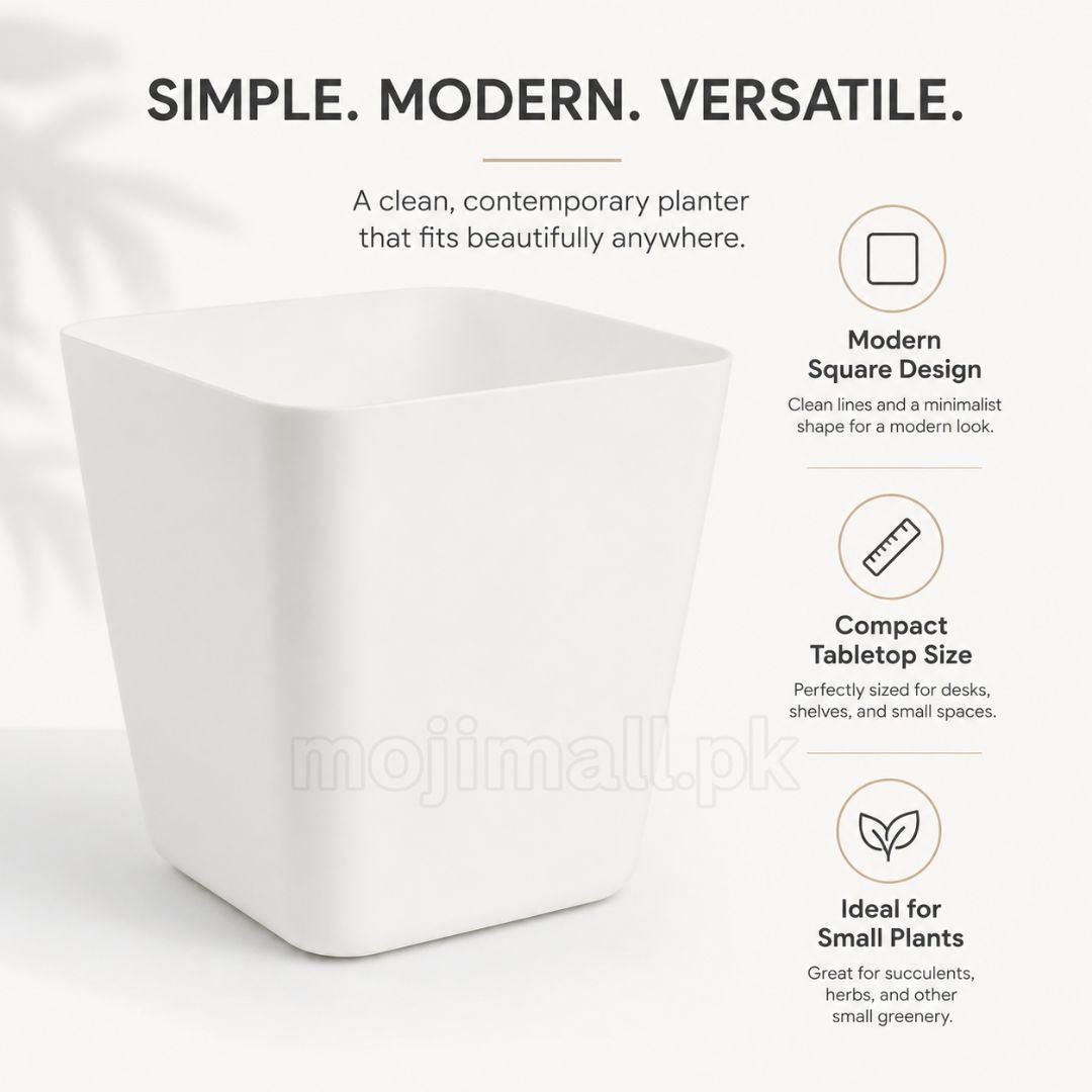 Plastic Pots Square 3 inch – White